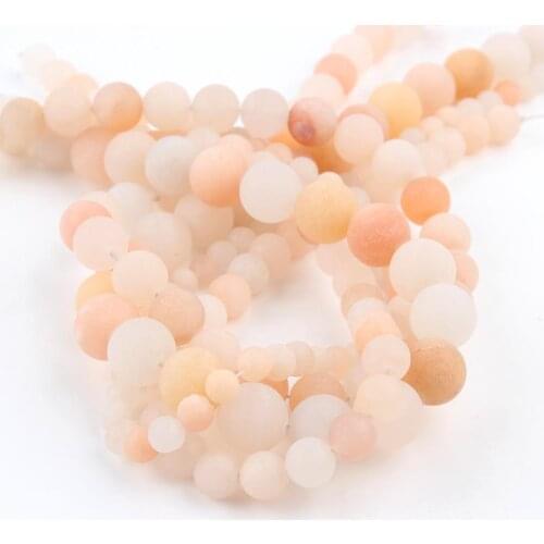 Natural Matte Light Pink Aventurine Jades Stone Beads Round Dull Polish Loose Bead For Jewelry Making DIY Bracelet 15" 6/8/10mm