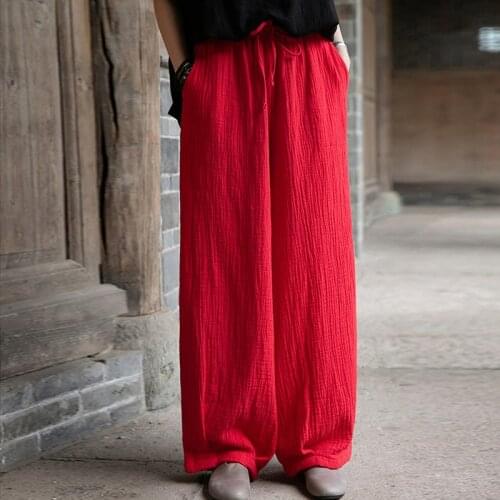 NINI WONDERLAND Spring Autumn Cotton Linen Vintage Harem Pants 2021 Women Elastic Waist Loose Casual Trousers Mori Girl Pants