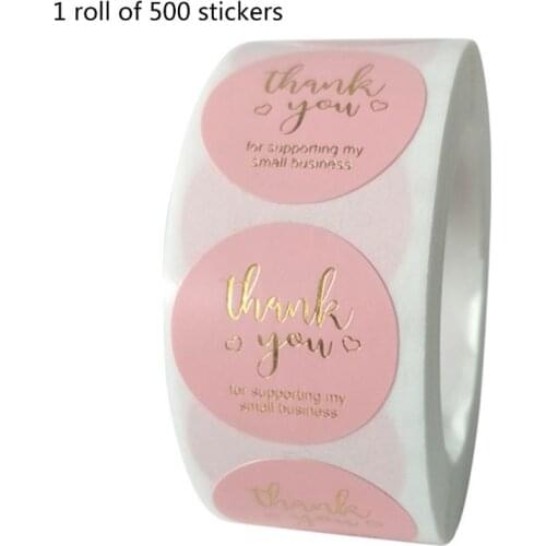 2021 New 500pcs Thank You Sticker Gold Silver Foil Seal Label for Small Shop Wedding Gift