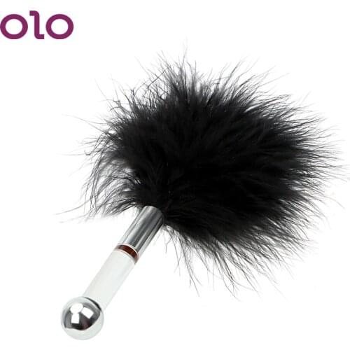 OLO Mini Steel Ball Anal Plug with Feather Tail G-spot Climax Butt Plug Adult Games Sex Toys for Women Couple Flirting Stick