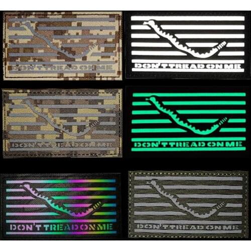 Reflection Effect Infrared Badge Don't Step on Me Snake Tactical Badge Embroidery Armband Stickers Clothes Backpack Hat 10*5.5cm