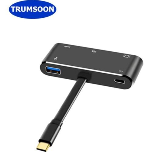 TRUMSOON Type-C to 4K HDMI-compatible VGA USB C 3.0 Adapter for MacBook Surface Samsung S8 Dex Huawei P20 Xiaomi 10 Projector TV