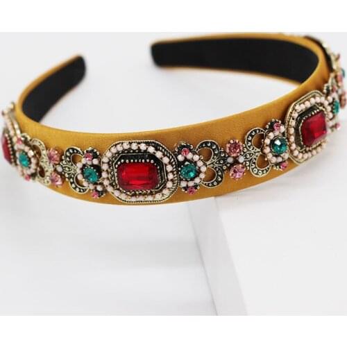 Fashion Show Vintage Metal Carving Handmade Rhinestone Flower Crown Baroque Queen Prom Hairband Diadem Crystal Hair Jewelry Gift