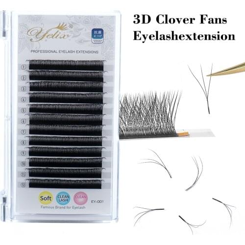 Yelix W Shaped Eyelash Extension 3D Mink Individual Lashes D Curl Natural Soft Premade Volume Fans False Eyelashes Lash Vendors