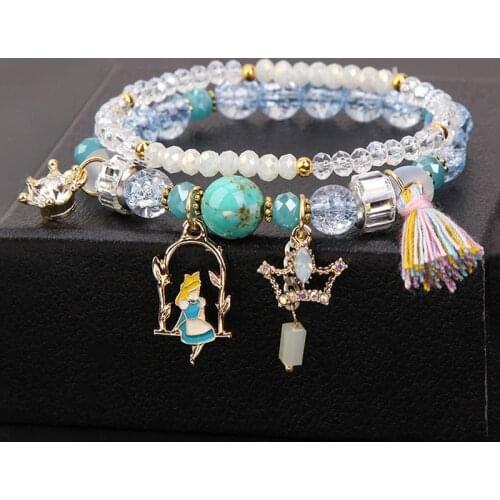 CHENFAN Korean version of popcorn beads bracelets small daisy bee small fresh transit crown girl pendant gift bracelet for women
