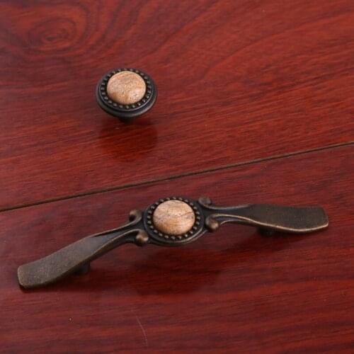 3" Dresser Pull Drawer Handle Knob Bronze Kitchen Cabinet Handle retro Furniture Hardware handle wood grain gemstone pull 76mm