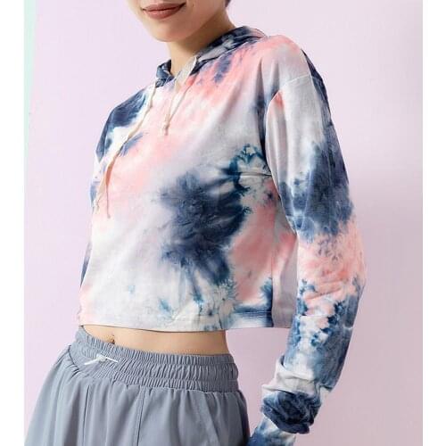 Tie Dye Sports Top Women Long Sleeve Top Yoga Push Up Shirt Women Tranksuit Workout Sportswear Exercise Sports Running Gym Shirt