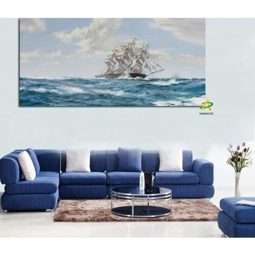 YWDECOR Creative HD Print Ships Sail on the Ocean Abstract Canvas Painting Poster Modern Art Wall Pictures For Living Room Decor