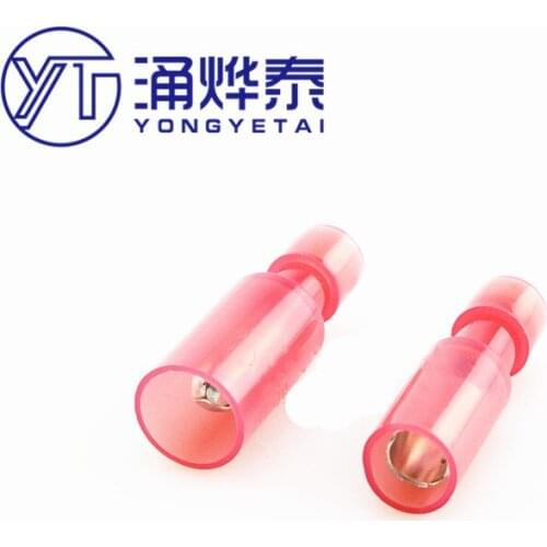 YYT 10Pair=20PCS Nylon bullet male and female full-insulating joint rapid connection terminal (red one pair)