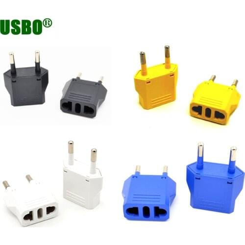Yellow blue white 6A 250v 4.0mm Insulated 2P polarity electrical connector au italy us japan to eu electric power converter plug