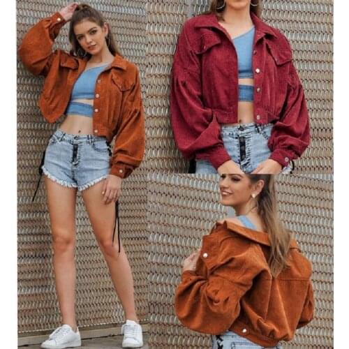 2021 autumn new fashion wild Lantern sleeve short jacket women coat Solid color casual Single-breasted jacket coat female W893