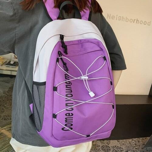 2021 New Women Backpack Words Printing Waterproof Oxford Travel Bag Large Capacity Cross Rope Schoolbag for Teenage Girls