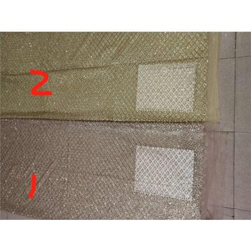 Gold and rose gold color Pretty deisgn JRB-122828 nigerian glued glitter lace fabric hot selling glitter net lace fabric