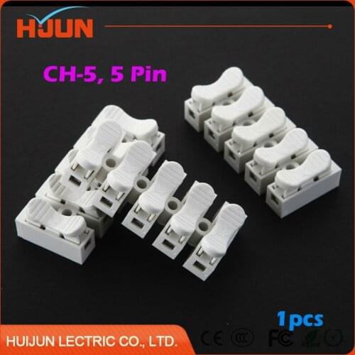 1pcs 5 Pin 10A Push Quick Cable Connector Universal Reuseable Clamp Wire Terminal Wiring 250V CH-5