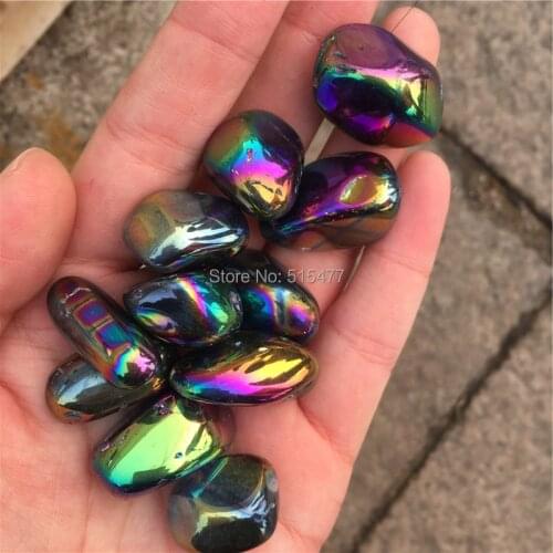 100g Wholesale Rainbow Aura Quartz Crystal Tumbled Stones Titanium Coated