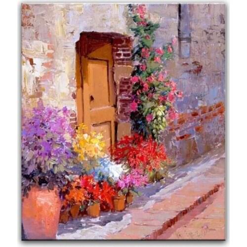 100% hand painted oil painting Home decoration high quality landscape knife painting pictures DM16072114