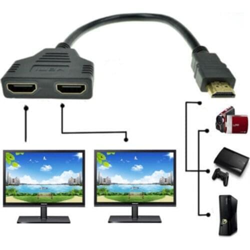 1080P HDMI-compatible Port Male to 2 Female 1 In 2 Out Splitter Cable Adapter Converter Cable 1 In 2 Out Converter Connect Cable