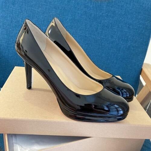 2021Classic Brand Womens Pumps Platform High Heels Pumps Genuine Leather Slip On Womens Shoes Luxury Design Pumps High Quality