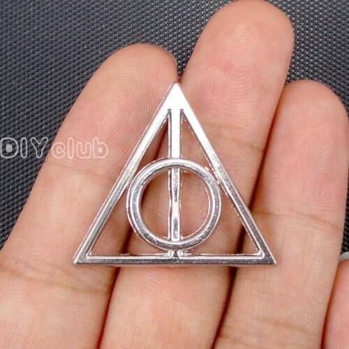 30pcs-Silver Plated 2 Sided Triangle Connector Charms 32X29mm