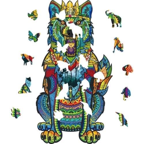 3D New Wooden Puzzle Lion Wolf King Bald Eagel Animal DIY Assembling Irregular Colourful Desk Home Decoration Handmade for Kids