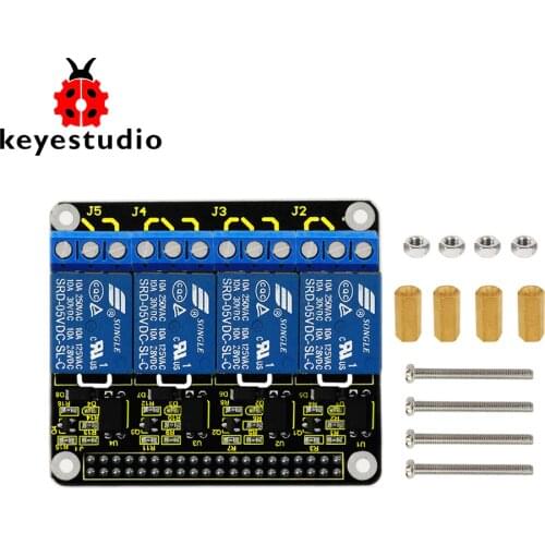 Keyestudio RPI 4-Channel 5V Relay Shield For Raspberry Pi 4B / CE Certification