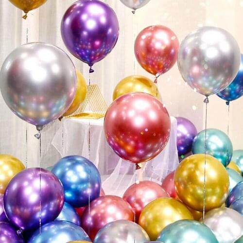 50pcs 12inch Glossy Metal Pearl Latex Balloons Thick Chrome Metallic Colors helium Air Balls Globos Birthday Party Decor