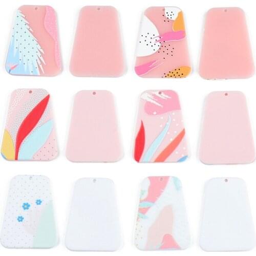 50PCS/lot Multi Color Acrylic Pink Flowers Charms Connectors for Diy Fashion Earrings Necklace Acrylic Beads Jewelry Making