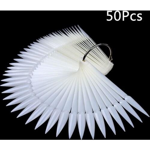 50pcs/pack Nail Display Sticks Swatches Showing Card Fan Shaped False Sharp Practice Manicure Tools C1FF