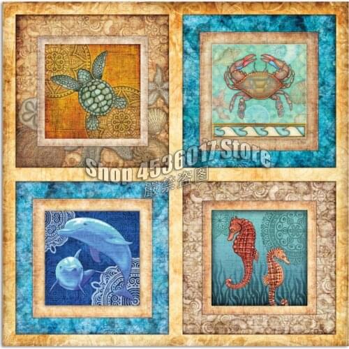 Under the Sea 5D Diamond Mosaic Full Home Decor Embroidery Crafts DIY Diamond Painting Cross Stitch Dolphins Turtles Needlework