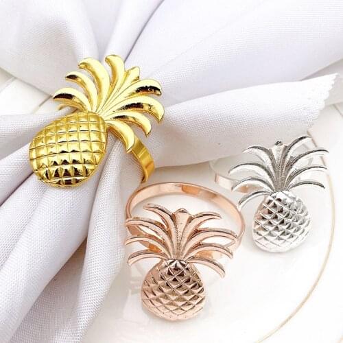 6PCS Metal pineapple napkin ring napkin buckle napkin ring gold