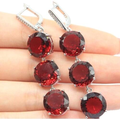 50x13mm Pretty Jewelry Set Created Long Rich Blue Violet Tanzanite Natural CZ Womans Daily Wear Silver Pendant Earrings