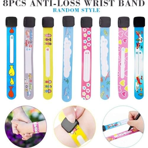 8pcs/Set PVC Cute Safety ID Wristband Childrens Parties School Hiking Outdoor Activities Safe Anti-lost Wristband