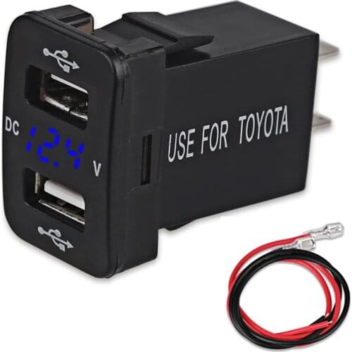 1Pcs 5V 4.2A For Toyota Dual USB Car Charger Fast Charging 2 USB Port Auto Adapter LED Voltmeter Socket For Honda 12-24V