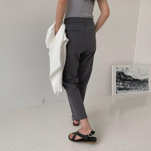 Womens Spring Black Suit Pants Female Fashion Solid Color High Waist Slim Vertical Smoke Pipe Loose Pants