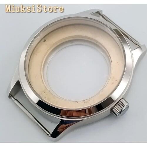 42mm silver stainless steel watch case sapphire crystal fit ETA 2836,Miyota 8205 8215 821A Mingzhu DG 2813 3084 Movement