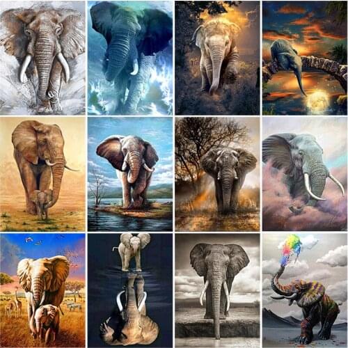 Diy 5D Diamond Painting Elephant Full Round Drill Animal Family Wedding Decor Embroidery Cross Stitch Rhinestone Mosaic Wall Art