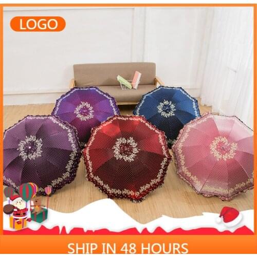 Womens High-End Sunny Rain Umbrella Chameleon Lace Sun Umbrella Folding Dual-Use UV Rain Umbrella sombrillas para lluvia y sol