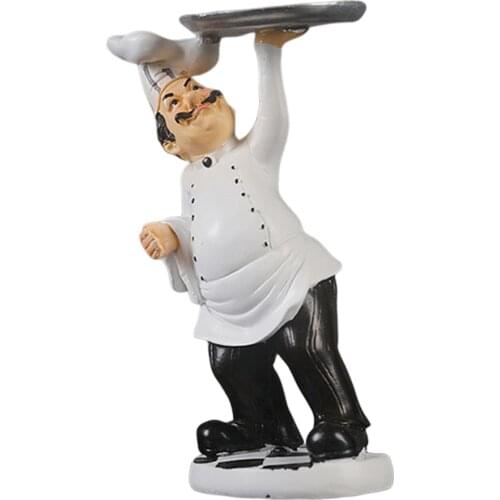 French Chef Figurine Kitchen Ornament Resin Cook Statue Sculpture Decorative