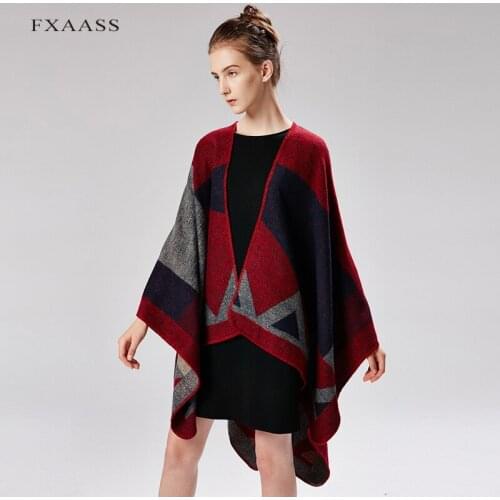 FXAASS New Autumn/Winter Shawl Fashion Poncho Women Scarf for Lady Luxury Blanket Cashmere Scarves Warm Pashmina Wholesale Cape