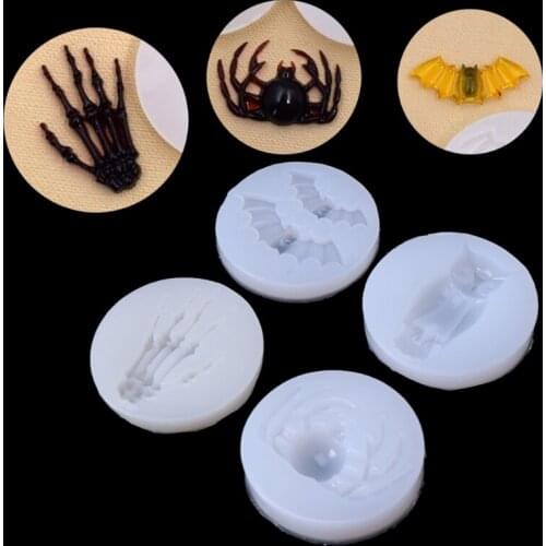 Halloween Bat Owl Spider Skeleton Hand Silicone DIY Jewelry Cake Resin Mold Tool