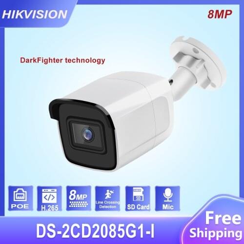Hikvision Original DS-2CD2085G1-I Powered by Darkfighter 8MP 20fps Bullet Network CCTV IP Camera H.265+ POE WDR SD Card Slot OEM