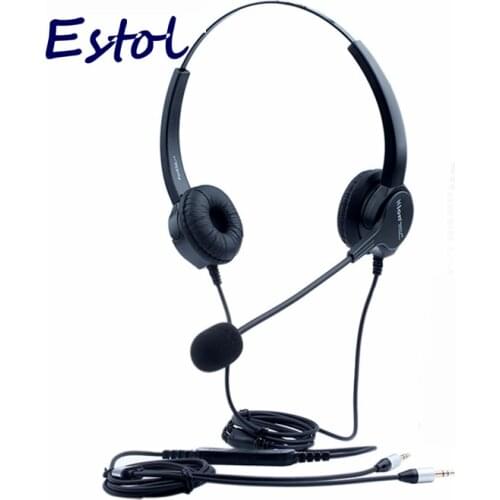 Hion For630D Binaural ears noise cancellation call center headset earphone,headphone 3.5mm dual plug pc computer laptop QD Cable