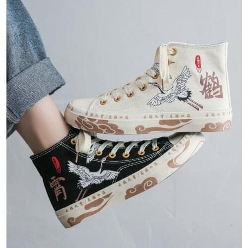 35-44 Canvas Shoes 2021 Men Spring Autumn Chinese Style Hand-painted Board Shoes Women High Top Casual Shoes Student Sneakers