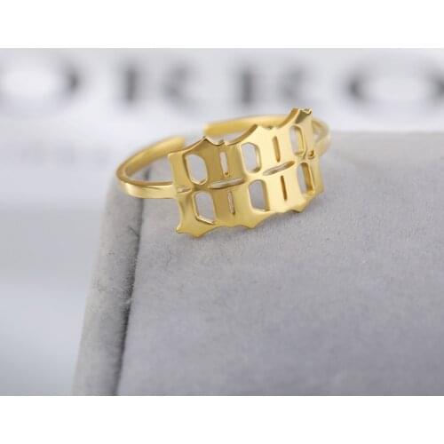 Lucky 111 222 333 444 555 777 888 999 666 Rings Stainless Steel Angel Number Ring Adjustable Finger Rings Minimalist Jewelry
