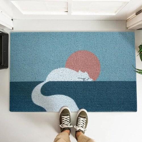 Cartoon cat home entrance door mat carpet non-slip entrance door mat door foot mat silk circle can be cut living room carpet
