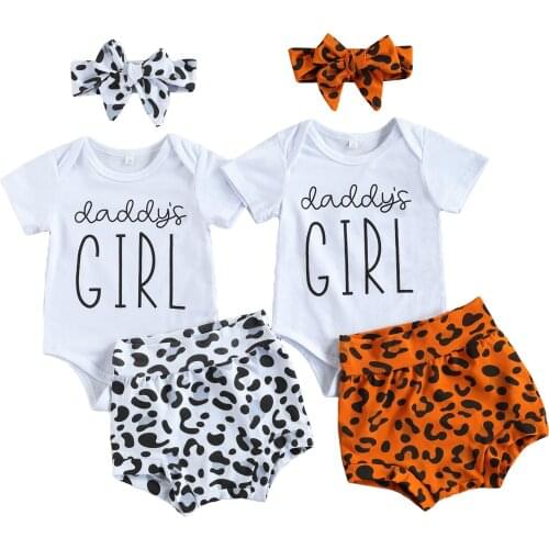 Citgeett Summer 0-24M Newborn Baby Girls Clothes Letter Romper + Leopard Shorts Cotton Outfits Clothing Set