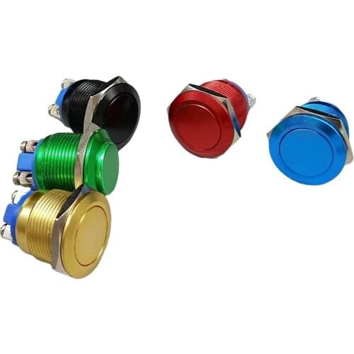 19mm metal oxidation button switch 1no reset button instantaneous red black blue yellow green