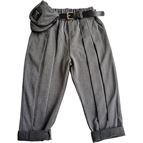 Trendy Boys' Loose Casual Boutique Suit Pants 2021 Spring New Childrens Pure Color Temperament All-Match Comfortable Pants