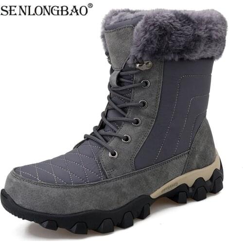 Men Winter Snow Boots Waterproof Sneakers Super Warm Mens Boots Outdoor Male Hiking Boots Non-slip Rubber Work Shoes Size 38-46