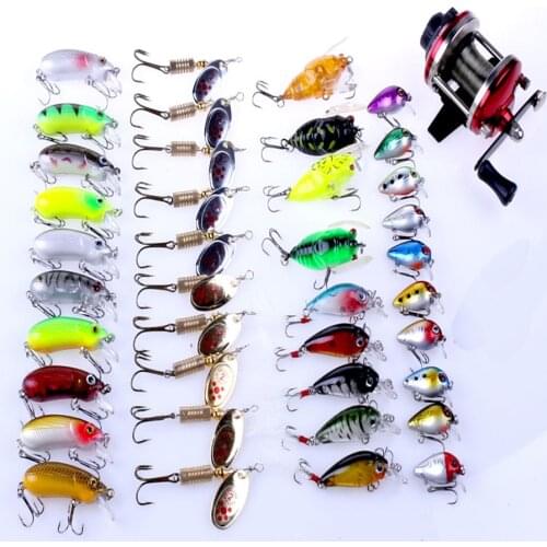 40 in 1 Fishing Lures Set Mixed Metal Spinner Hard Fly Fishing Baits Reel Artificial Pesca Fishing Tackle Equipment Accessory